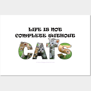 Life is not complete without cats - kittens oil painting word art Posters and Art